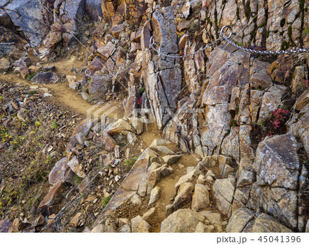 那須岳峰の茶屋跡避難小屋から朝日岳への登山道 那須岳峰の茶屋跡避難小屋から朝日岳への登山道 45041396