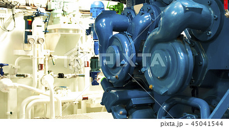 Equipment, cables, pipes and valves on a ship Equipment, cables, pipes and valves on a ship 45041544