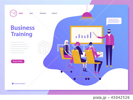 Vector web page design template for e-learning, online education. Business training concept with Vector web page design template for e-learning, online education. Business training concept with 45042526