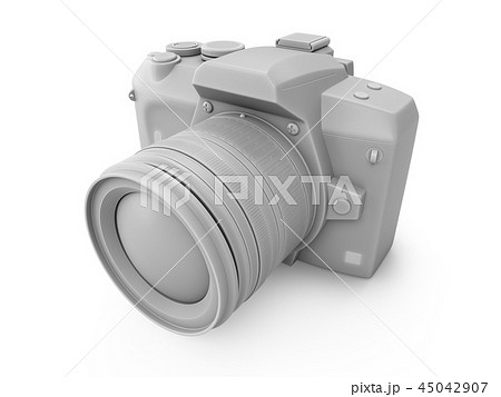 3D Rendering White Digital Photo Camera isolated 45042907