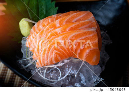 Salmon sashimi cutting and surve. 45043043