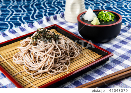 Japanese cold noodle or zaru soba. 45043079