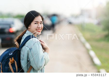 Portrait of happy young asian woman 45043117