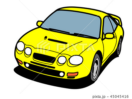 懐かしめ国産スポーツカー 黄色 自動車イラストのイラスト素材