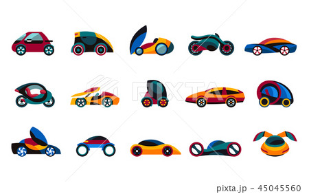 Digital vector future car simple icons 45045560