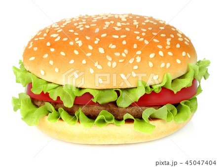 Big hamburger on white background Big hamburger on white background 45047404