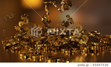 3d rendering of falling signs of dollars 45047530