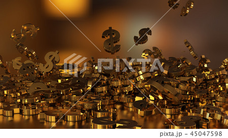 3d rendering of falling signs of dollars 45047598
