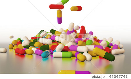 3D rendering multicolored medical pills 45047741