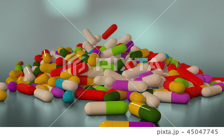 3D rendering multicolored medical pills 45047745