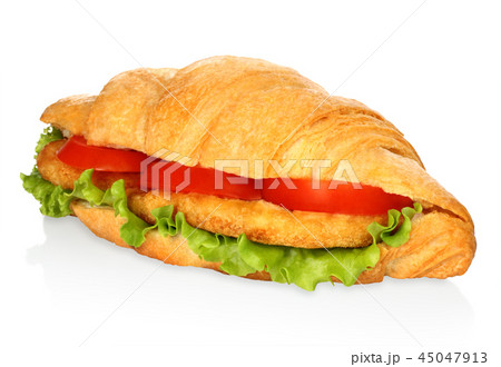 Big croissant with vegetables and chicken meat Big croissant with vegetables and chicken meat 45047913