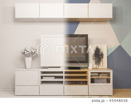 3d illustration living room interior design. Modern studio apartment 3d illustration living room interior design. Modern studio apartment 45048036