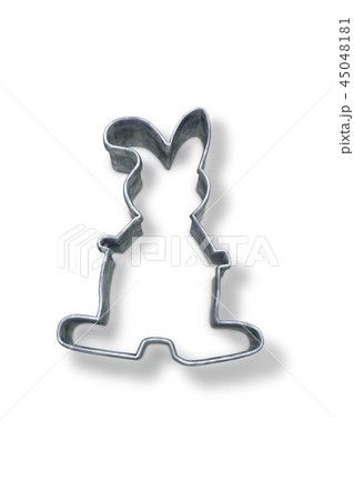 Rabbit shaped pastry cutter on white surface 45048181