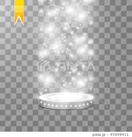 Vector floodlights. Scene. Light effects. Podium Vector floodlights. Scene. Light effects. Podium 45049411