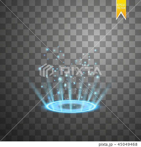 Magic fantasy portal. Futuristic teleport. Light effect. Blue candles rays of a night scene with 45049468