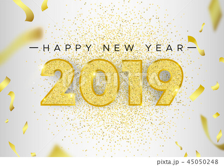 Happy New Year 2019 gold glitter card number Happy New Year 2019 gold glitter card number 45050248