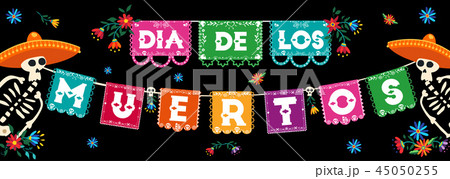 Day of the dead mexican paper flags banner 45050255