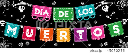 Day of the dead mexican paper flags banner Day of the dead mexican paper flags banner 45050256