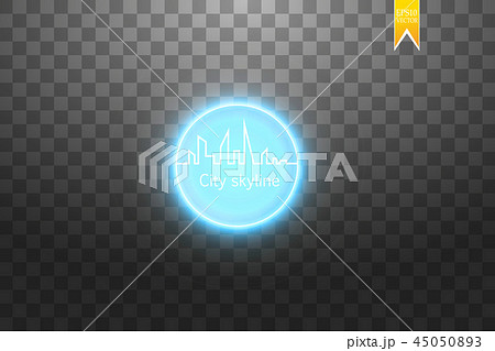 Continuous line drawing of big city skyline with neon vector effect Continuous line drawing of big city skyline with neon vector effect 45050893