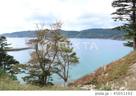 金華山黄金山神社参道から牡鹿半島と金華山瀬戸を望む 金華山黄金山神社参道から牡鹿半島と金華山瀬戸を望む 45051102