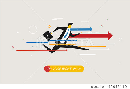 Businessman runs forward to success. 45052110