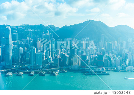 Beautiful architecture building exterior cityscape of hong kong city skyline Beautiful architecture building exterior cityscape of hong kong city skyline 45052548