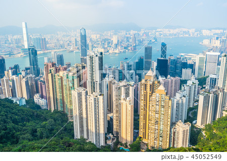 Beautiful architecture building exterior cityscape of hong kong city skyline Beautiful architecture building exterior cityscape of hong kong city skyline 45052549