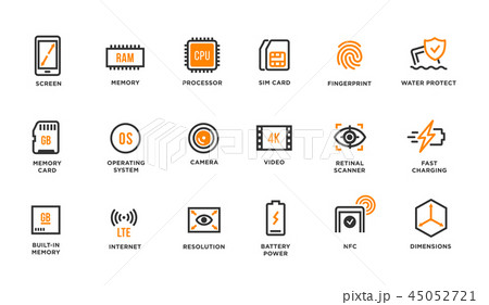 Mobile Device Components Vector Icon Set Mobile Device Components Vector Icon Set 45052721