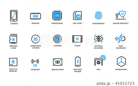 Mobile Device Components Vector Icon Set Mobile Device Components Vector Icon Set 45052723