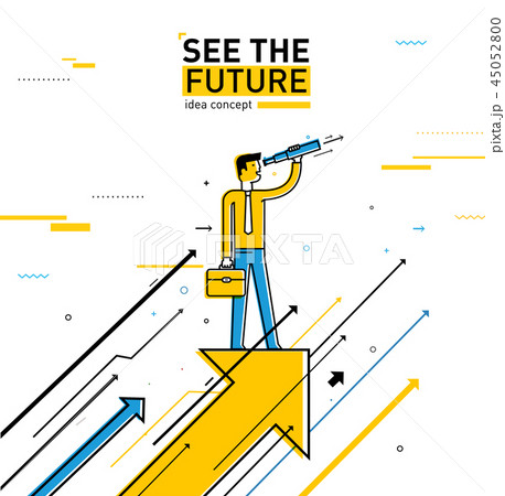 Businessman with telescope looking to the future. Businessman with telescope looking to the future. 45052800