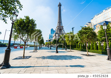 China, Macau - September 10 2018 - Beautiful eiffel tower landmark of parisian hotel and resort in macau city 45052928