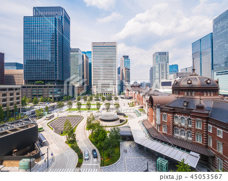 Beautiful cityscape with architecture building and tokyo station 45053567