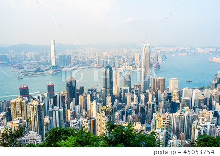 Beautiful architecture building exterior cityscape of hong kong city skyline 45053754
