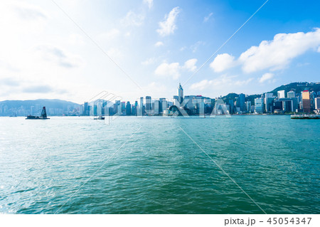 Beautiful architecture building exterior cityscape of hong kong city skyline Beautiful architecture building exterior cityscape of hong kong city skyline 45054347