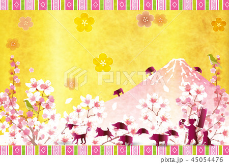 亥　富士山　年賀状　背景  45054476