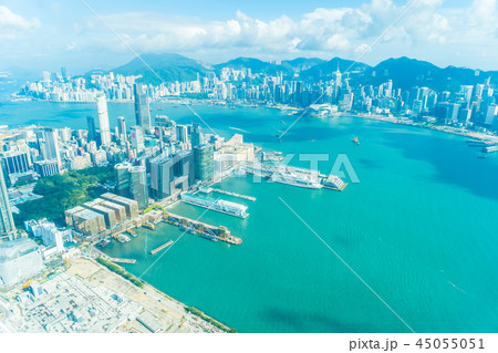 Beautiful architecture building exterior cityscape of hong kong city skyline Beautiful architecture building exterior cityscape of hong kong city skyline 45055051