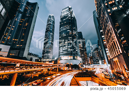 Beautiful architecture building exterior cityscape of hong kong city skyline 45055069