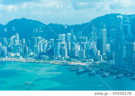 Beautiful architecture building exterior cityscape of hong kong city skyline Beautiful architecture building exterior cityscape of hong kong city skyline 45056176