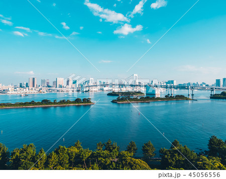 Beautiful cityscape with architecture building and rainbow bridge in tokyo city Beautiful cityscape with architecture building and rainbow bridge in tokyo city 45056556