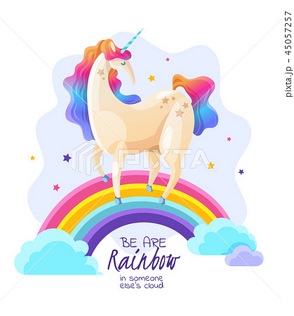 Unicorn On Rainbow Magic Illustration 45057257