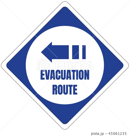 Hurricane Evacuation Route Road Sign Blue Square 45061235