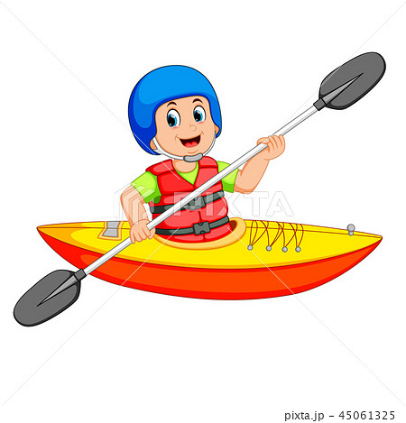 Man Paddling In A Kayakのイラスト素材