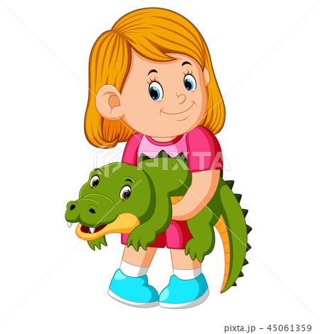a little girl holding crocodille a little girl holding crocodille 45061359