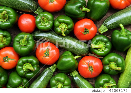 Cucumbers, tomatoes and sweet pepper  45063172
