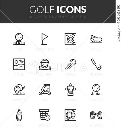 Outline black icons set Outline black icons set 45063390