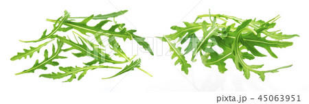 Heap of fresh rucola leaves isolated on white background with clipping path 45063951