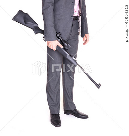 Man in suit with gun, rifle Man in suit with gun, rifle 45064318