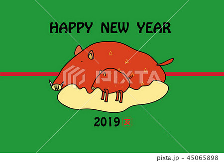 イラスト素材: 年賀状テンプレート（亥年） 45065898