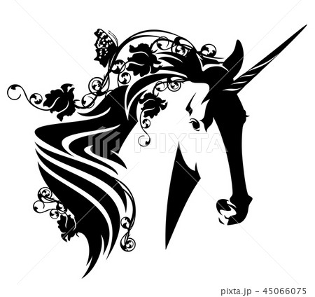fairytale unicorn among flowers and butterflies 45066075