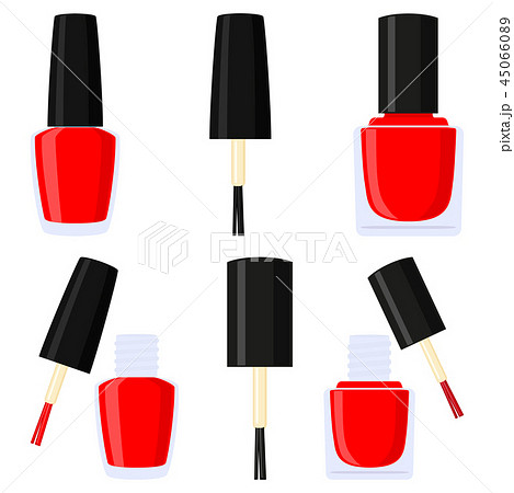 Colorful Cartoon Red Nail Polish Silhouette Setのイラスト素材